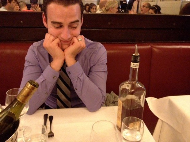 Mike ordered the rum-soaked baba for dessert and a few minutes before they brought out dessert they dropped off this bottle of rum on our table, where it sat for the remainder of the meal. The pictures tells the rest.