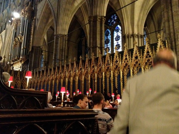 We sat in temporary chairs just to the east of the choir stalls