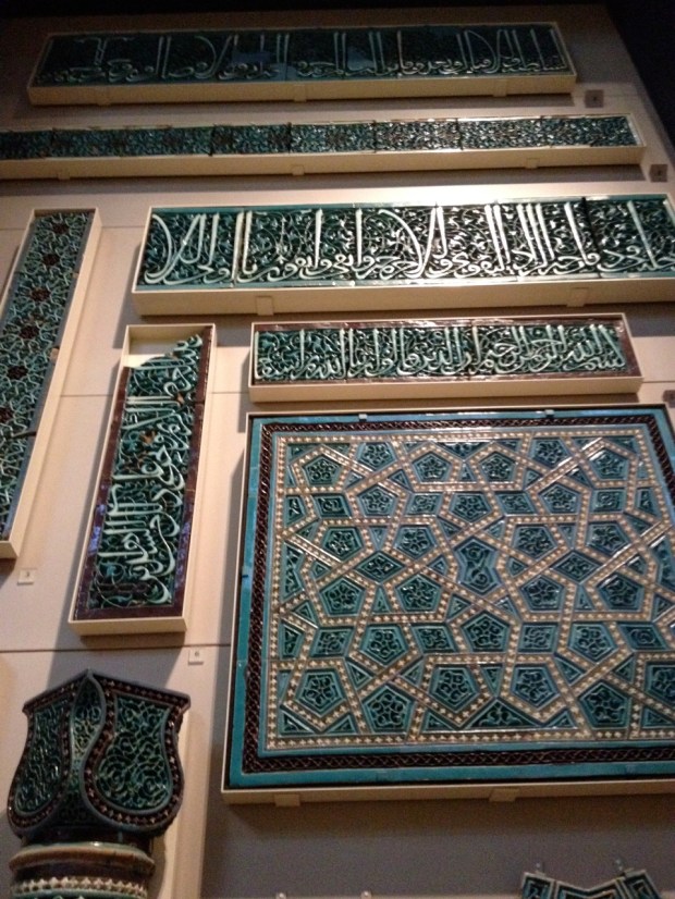 I was particularly drawn to the colors and geometry in the Middle Eastern art, ceramics, and textiles.