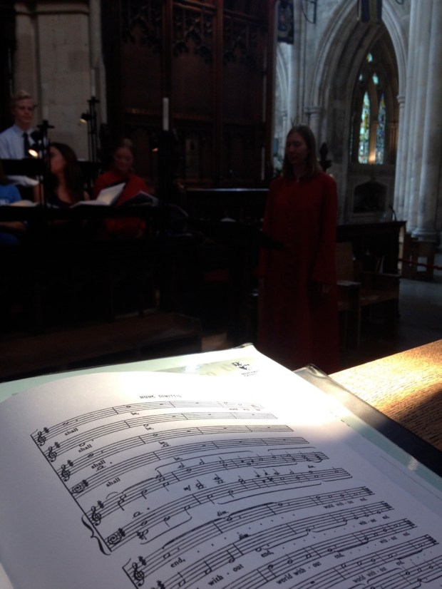 Random rehearsal photo; I liked the beam of light hitting my page and the contrasting dim space