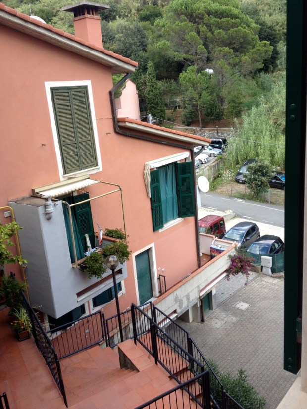 Looking down toward the road from our room