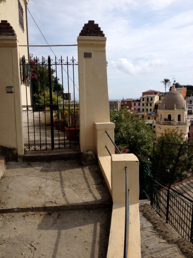 You can see the colorful china plaque on the wall--this was the display of choice for addresses on the sides of buildings.